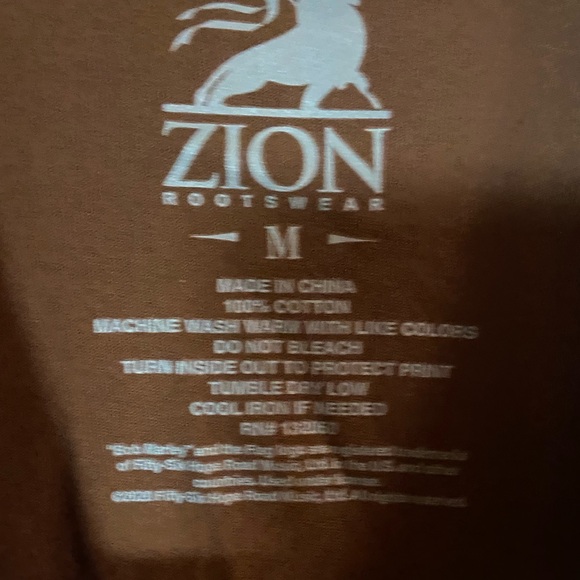 Zion roots wear brown long sleeve tshirt bob Marley cotton graphic print medium - Picture 3 of 5